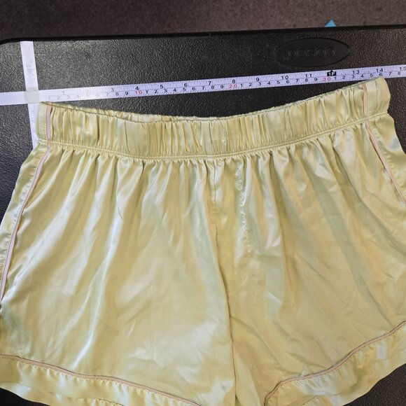 Parade Luxe Satin Pajama Set Key Lime Green Yellow Women's  L - Picture 11 of 16